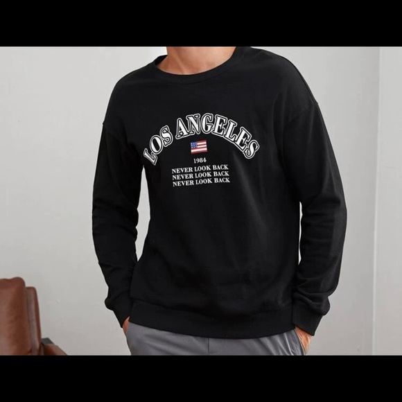 Men drop shoulder flag and letter pullover M - Picture 1 of 7